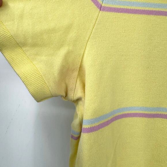 Vintage Abercrombie & Fitch Slim Fit Polo Shirt L Yellow Striped Fitted Y2K FLAW - Picture 6 of 6